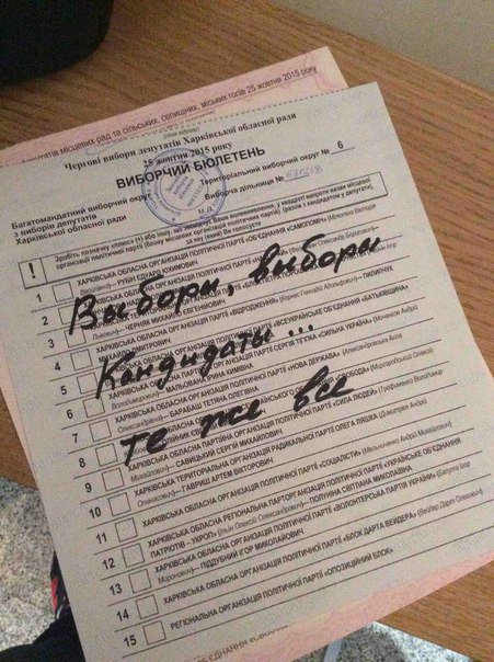 «Живи, Новороссия!»: что пишут на бюллетенях для голосования на Украине - ФОТО, ВИДЕО