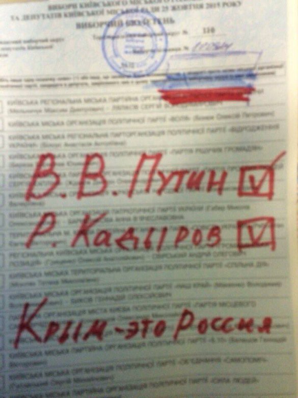 «Живи, Новороссия!»: что пишут на бюллетенях для голосования на Украине - ФОТО, ВИДЕО