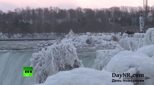 Аномальные холода в США и Канаде привели к частичному замерзанию Ниагарского водопада