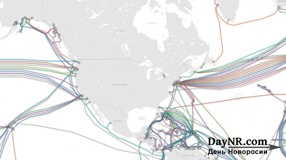 Сеть подводных кабелей, обеспечивающих функционирование интернета