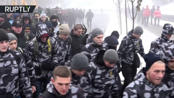 Сотни украинских националистов вышли на протесты против России